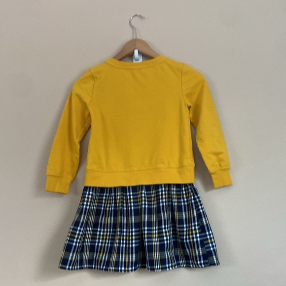 Nautica -Girls’ Sweatshirt Dress Yellow & Plaid, Long Sleeve, Preppy Style - Picture 8 of 9